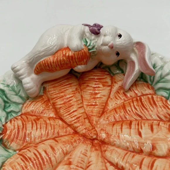 Vintage Palm Tree Company Bunny Carrot Plate Easter Spring Made in Taiwan - Picture 8 of 16